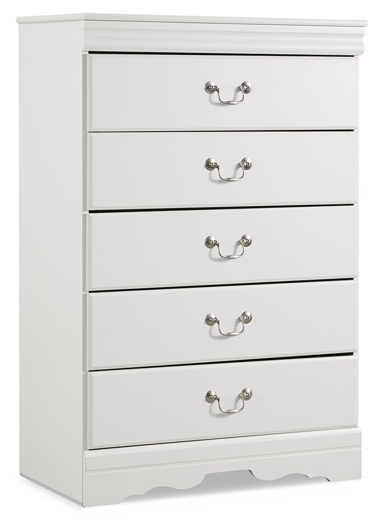 Anarasia - Five Drawer Chest - White by Ashley – Accent Chests