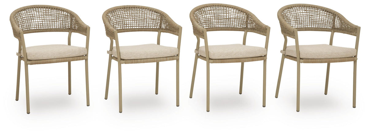 Orchard Beach - Arm Chair With Cushion (Set of 4) - Beige by Ashley – Chair Sets