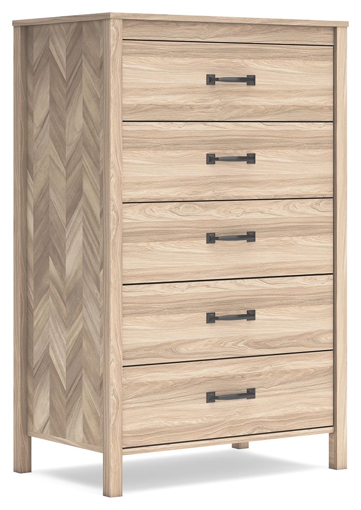 Battelle - Five Drawer Chest - Tan by Ashley – Accent Chests
