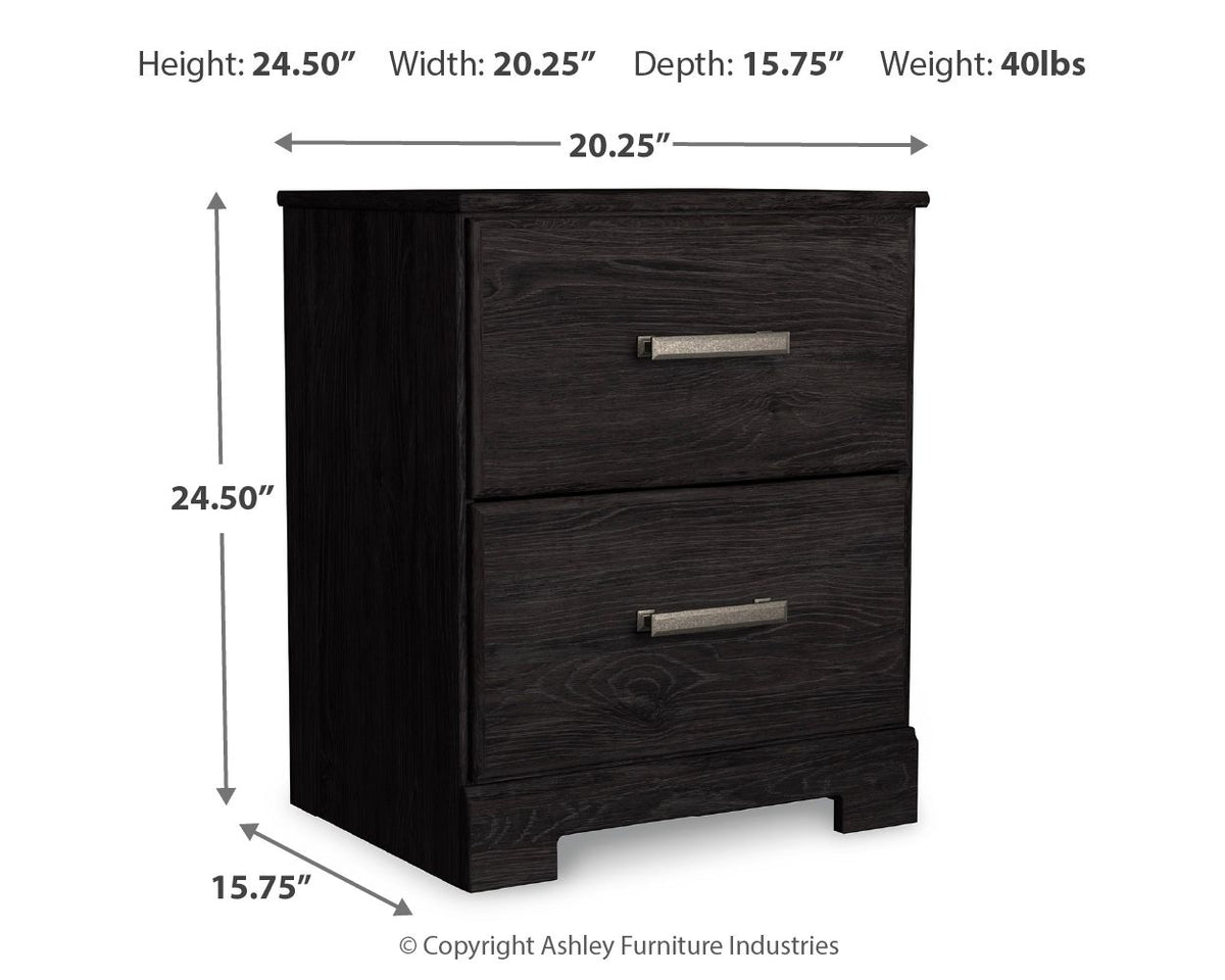 Belachime - Two Drawer Night Stand - Charcoal by Ashley – view 3