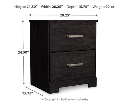 Belachime - Two Drawer Night Stand - Charcoal by Ashley – view 3