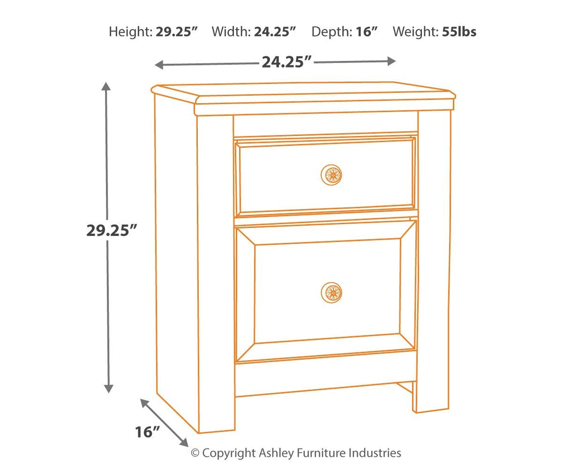 Paxberry - Two Drawer Night Stand - Whitewash by Ashley – view 3