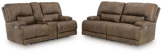 Beckley Place - 2 Pc. - Power Reclining Sofa And Loveseat - Earth – Reclining Sofas & Loveseats