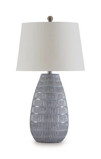 Kaidins - Ceramic Table Lamp - White / Blue by Ashley – Table Lamps