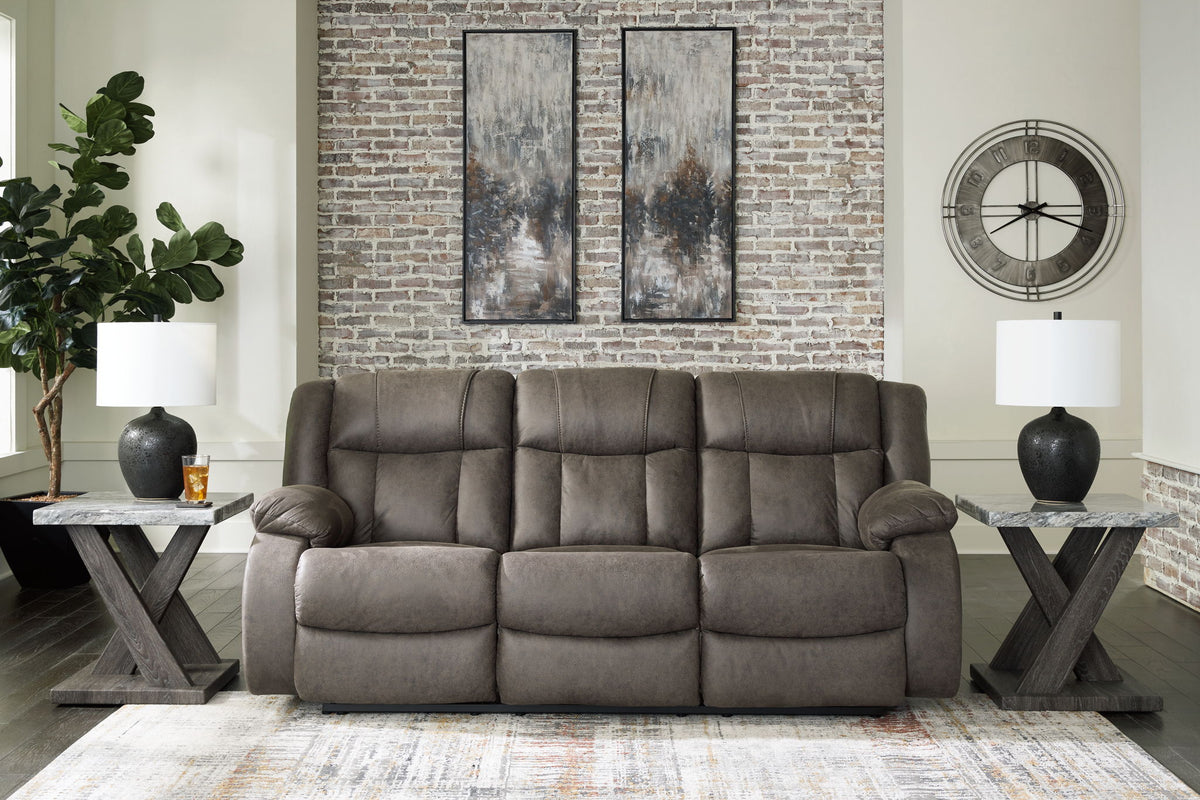 First Base - Reclining Sofa - Gunmetal by Ashley – view 3
