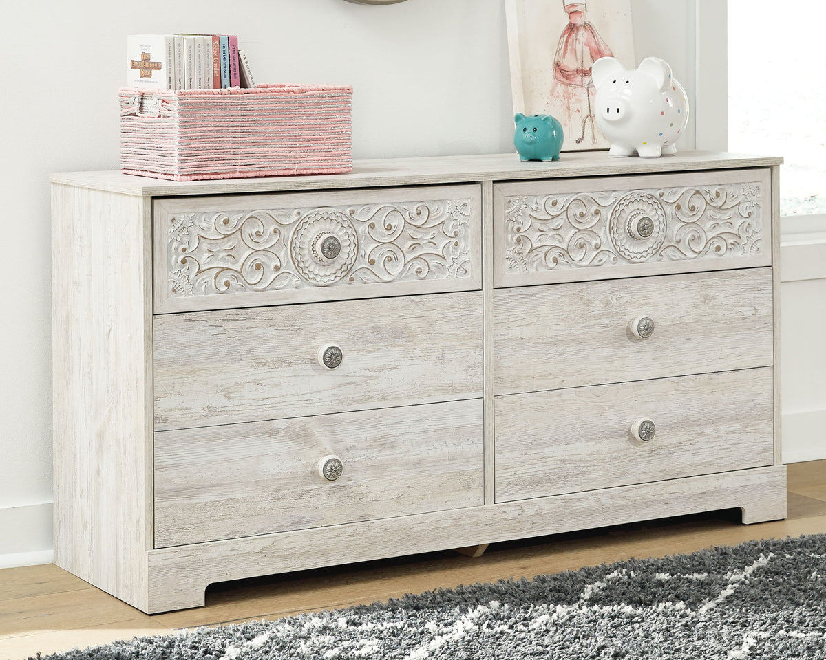 Paxberry - Six Drawer Dresser - Vinyl-Wrapped - Whitewash by Ashley – view 2