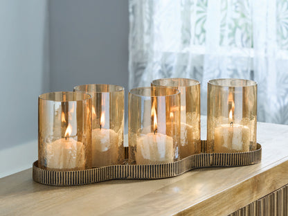 Evereton - Candle Holder - Antique Gold Finish by Ashley – view 2