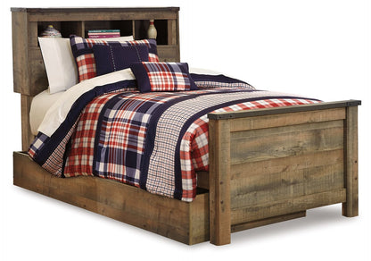 Trinell - Twin Bookcase Bed With 1 Large Storage Drawer - Brown by Ashley – Storage Beds