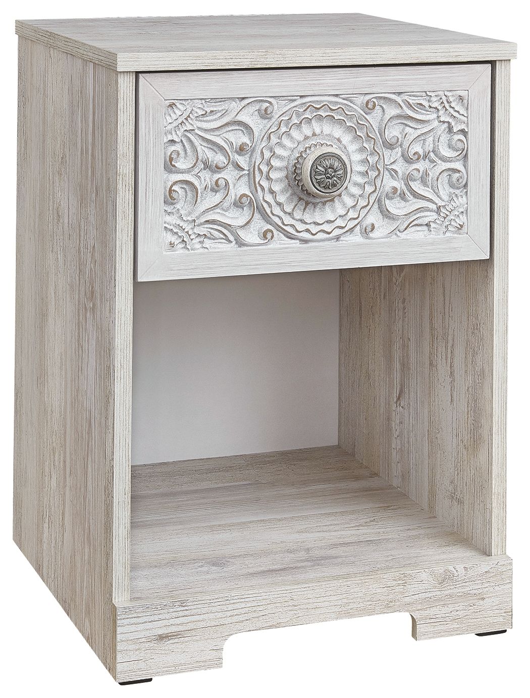 Paxberry - One Drawer Night Stand - Whitewash by Ashley – Accent Nightstands