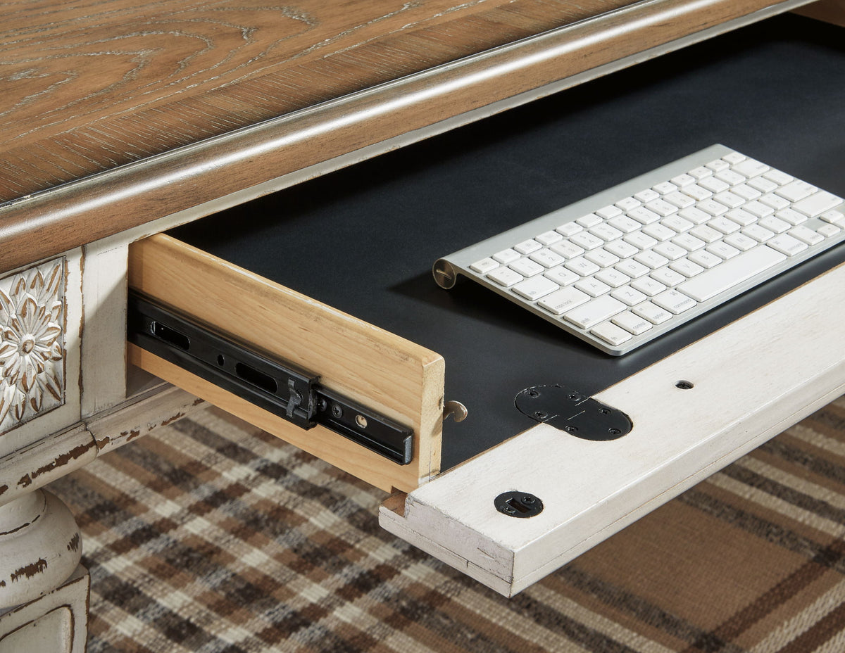 Realyn - Home Office L Shaped Desk - White / Brown by Ashley – view 2