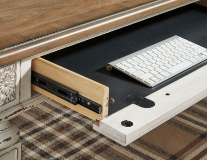 Realyn - Home Office L Shaped Desk - White / Brown by Ashley – view 2