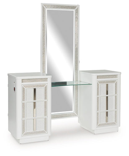 Chalanna - Vanity With Mirror - White by Ashley – Vanity Sets