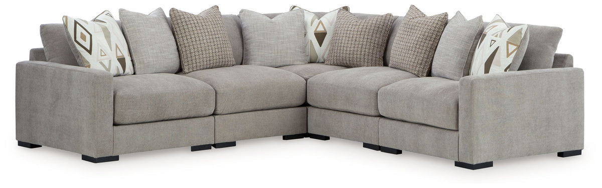 Aslan Court - 5-Piece Sectional - Pebble – Stationary Sectionals