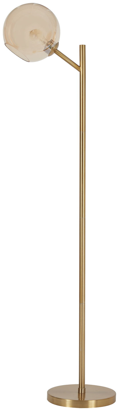 Abanson - Metal Floor Lamp  - Amber / Gold Finish by Ashley – Floor Lamps