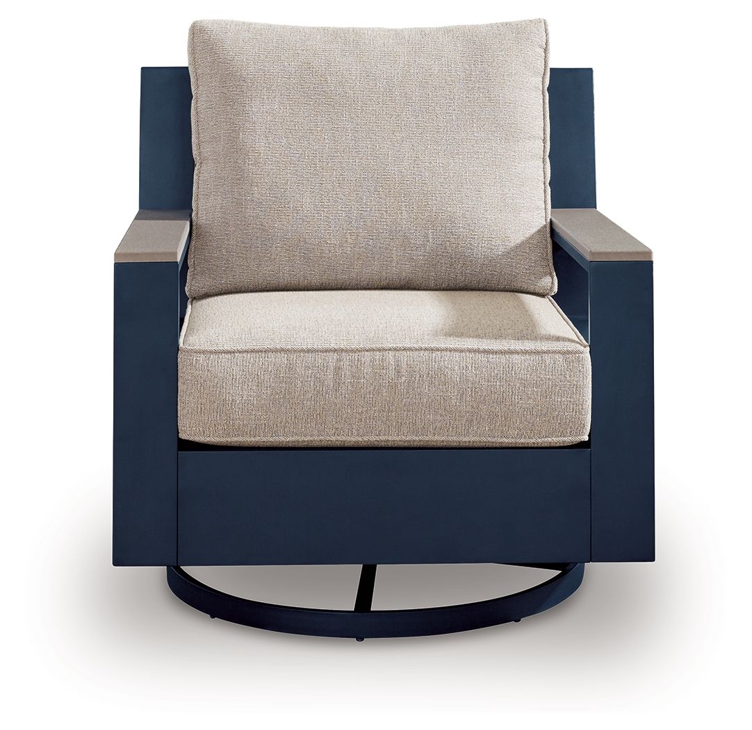 East Beach - Swivel Glider Chair With Cushion - Blue by Ashley – view 3