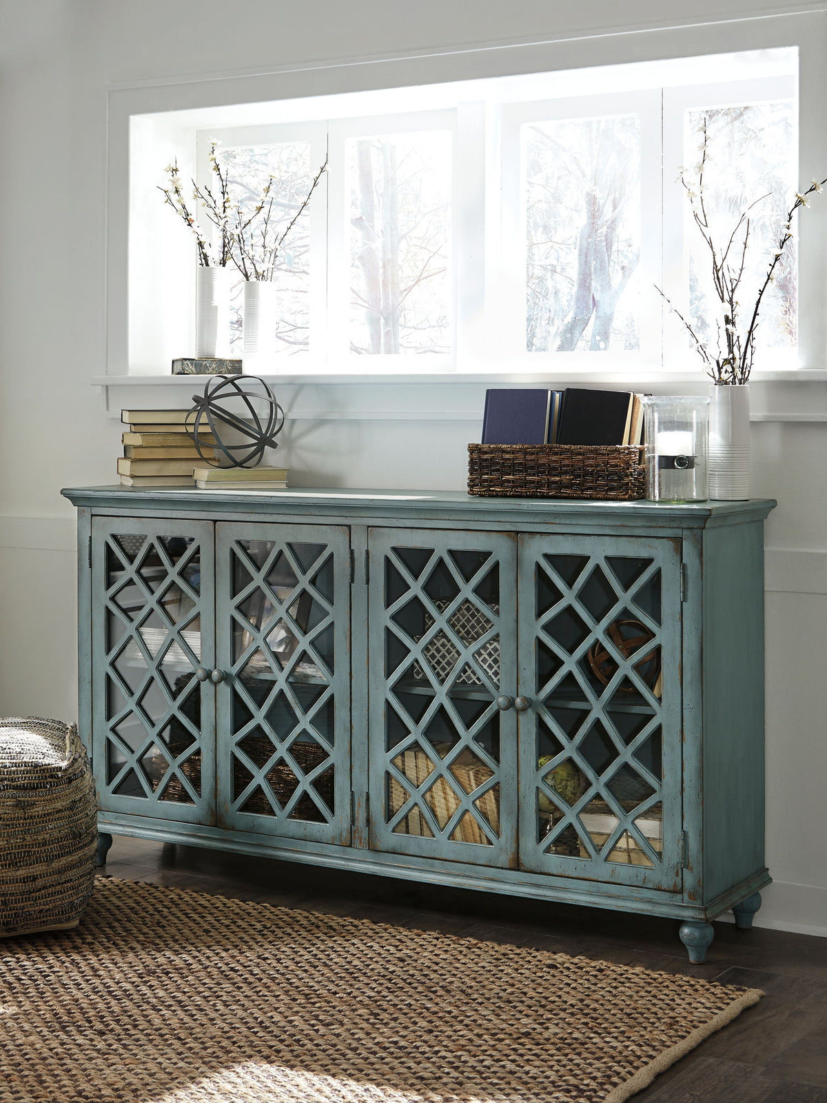 Mirimyn - Accent Cabinet - Vintage Finish - Antique Teal by Ashley – view 4