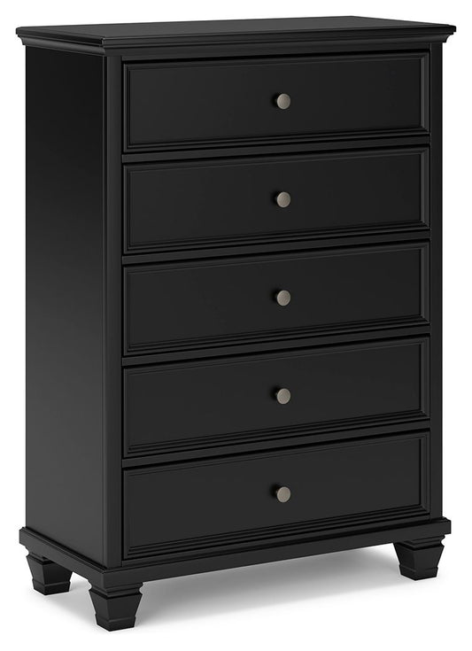 Lanolee - Five Drawer Chest - Black by Ashley – Accent Chests