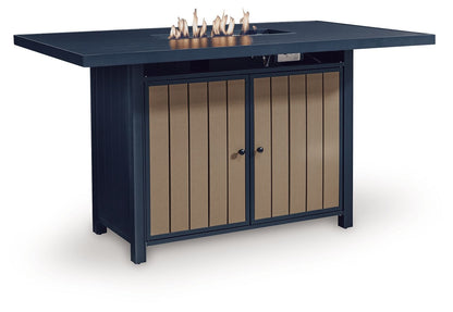 East Beach - Rectangular Bar Table With Fire Pit - Blue by Ashley – view 2
