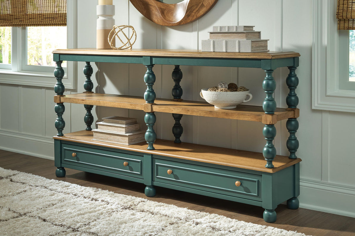 Finnworth - Console Sofa Table - Blue / Brown by Ashley – view 4