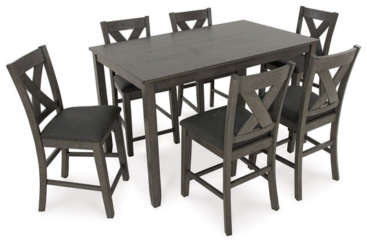 Caitbrook - Rect Drm Counter Table Set (Set of 7) - Gray by Ashley – view 2