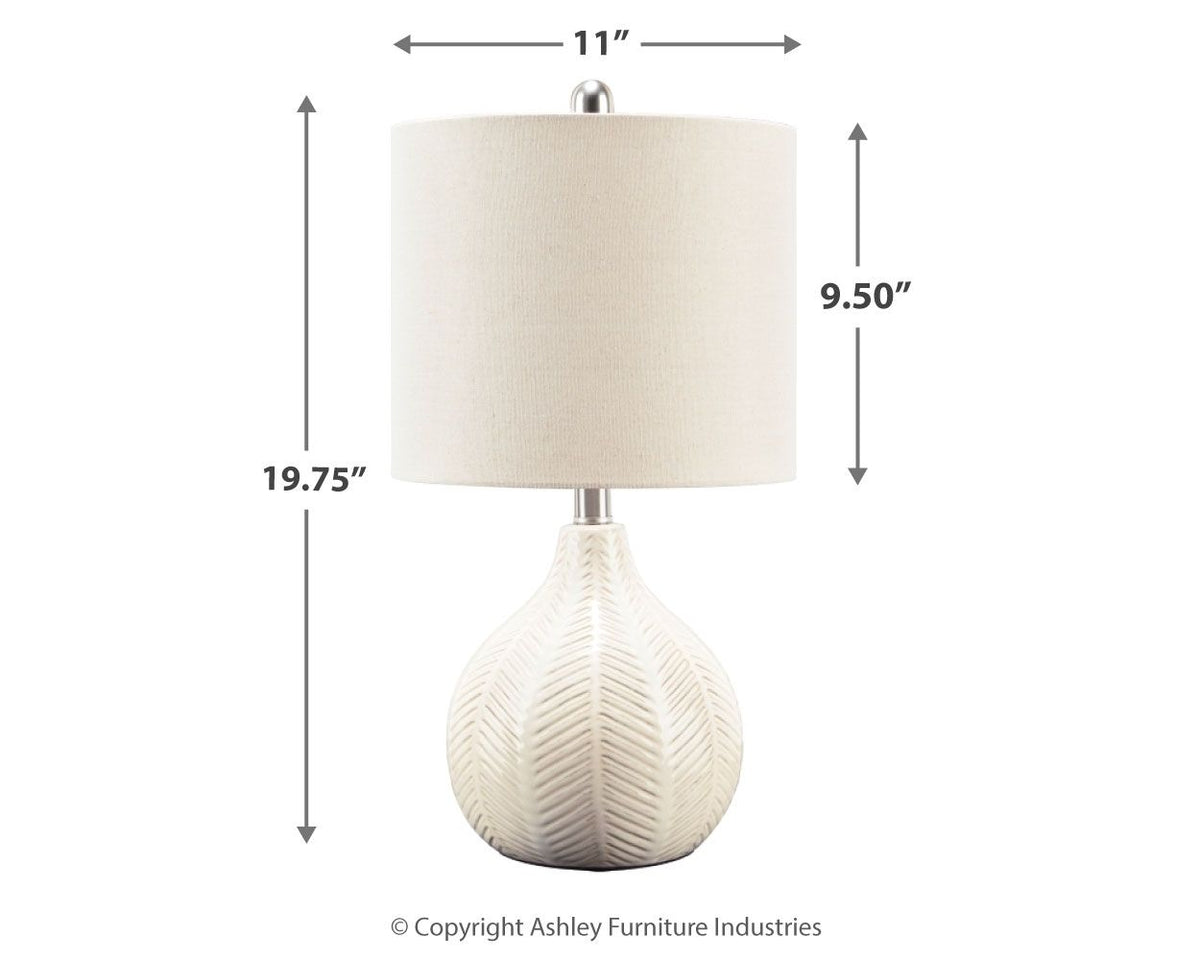 Rainermen - Ceramic Table Lamp  - Off White by Ashley – view 4