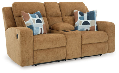 Kanlow - Dbl Reclining Loveseat With Console - Honey by Ashley – Reclining Loveseats
