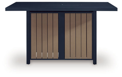 East Beach - Rectangular Bar Table With Fire Pit - Blue by Ashley – view 3