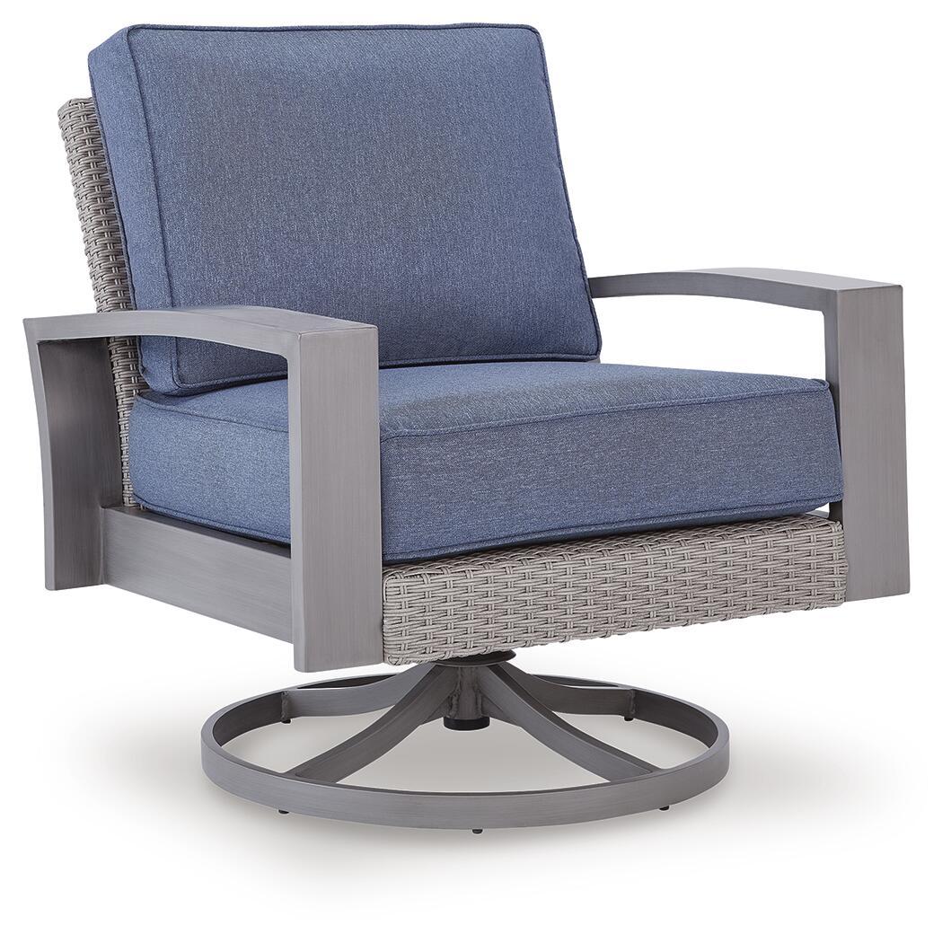 Half Moon Beach - Swivel Lounge With Cushion - Blue / Gray by Ashley – Swivel Chairs