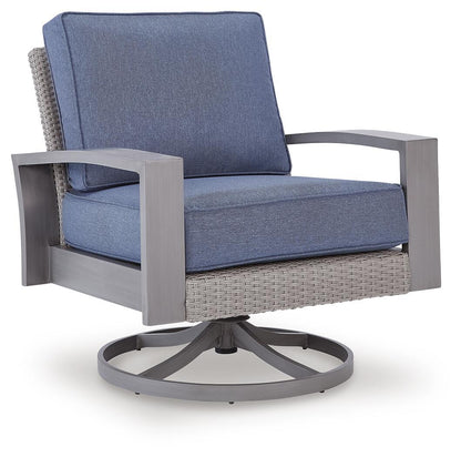 Half Moon Beach - Swivel Lounge With Cushion - Blue / Gray by Ashley – Swivel Chairs