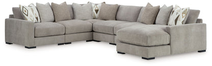 Aslan Court - 7 Pc. - 6-Piece Sectional With Raf Corner Chaise, Ottoman - Pebble – view 3