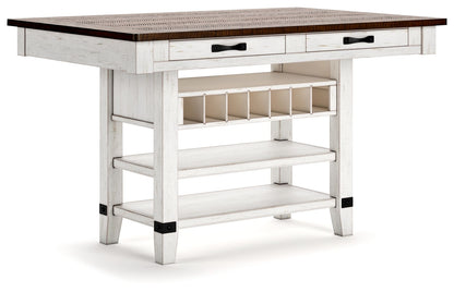 Valebeck - Rect Dining Room Counter Table With Wine Rack - White / Brown by Ashley – Dining Tables