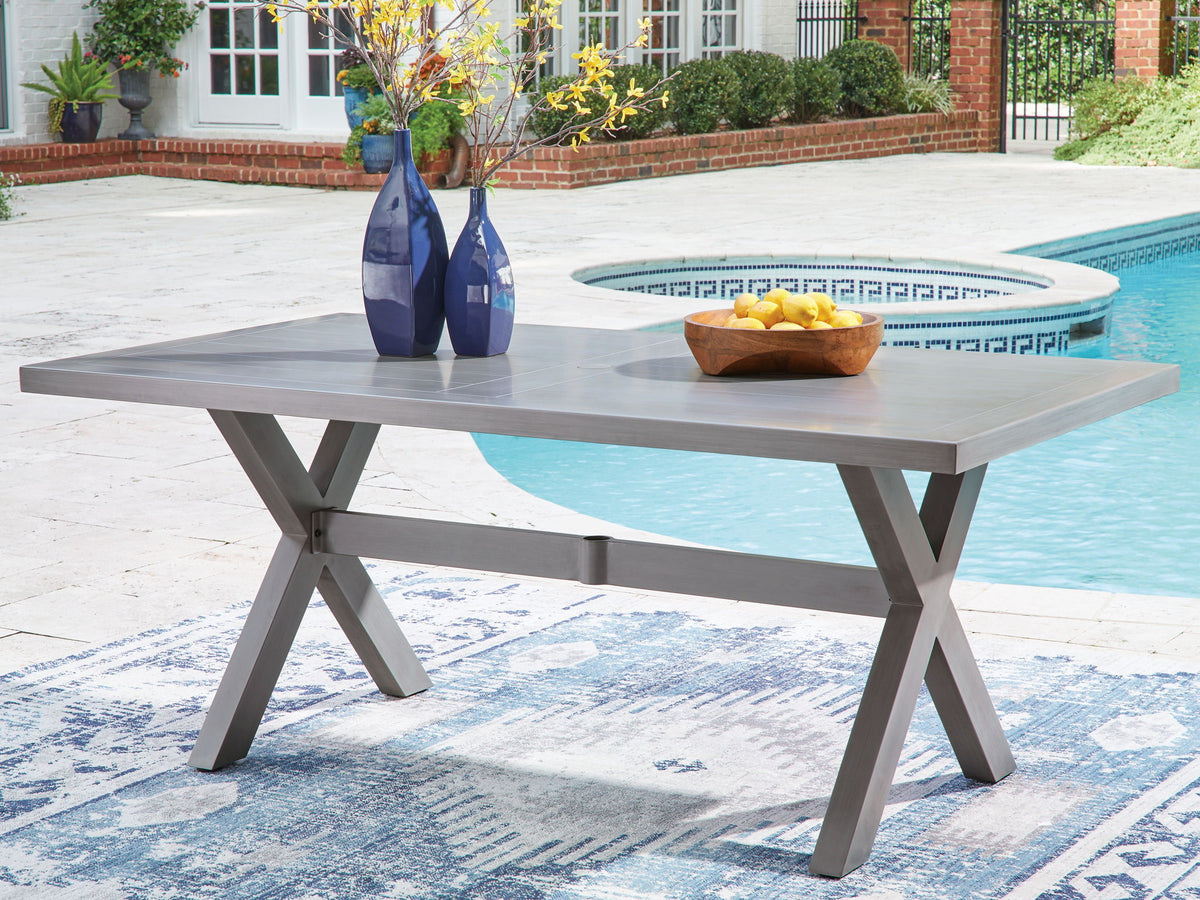 Half Moon Beach - Rectangular Dining Table With Umbrella Option - Gray by Ashley – view 4