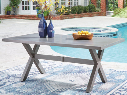Half Moon Beach - Rectangular Dining Table With Umbrella Option - Gray by Ashley – view 4