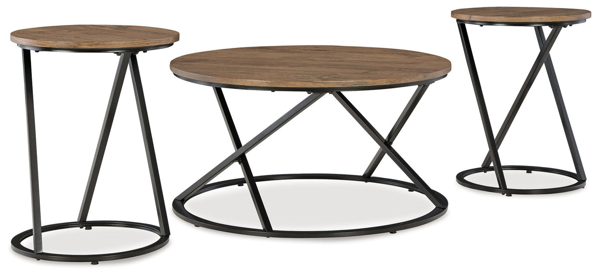 Cassbryn - Occasional Table Set (Set of 3) - Brown / Black by Ashley – Table Sets