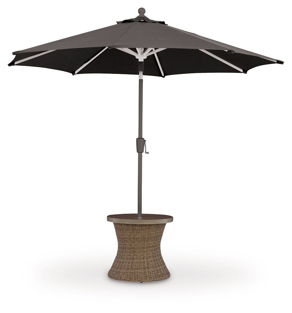 Laguna Heights - Round End Table With Umbrella Option - Beige by Ashley – view 4