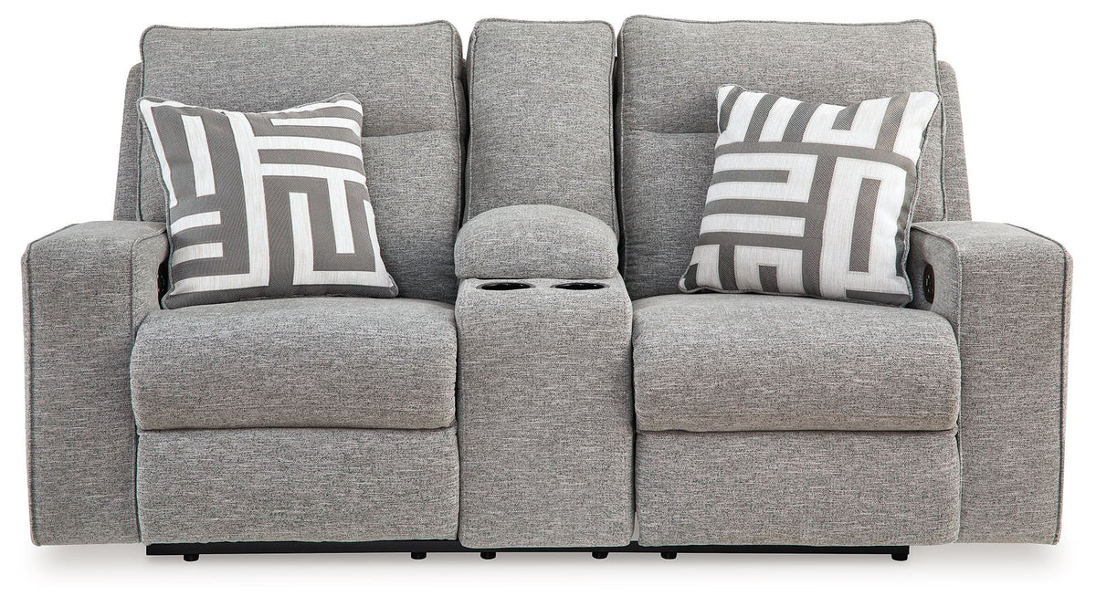 Biscoe - Power Reclining Loveseat With Console /Adj Headrest - Pewter by Ashley – view 3