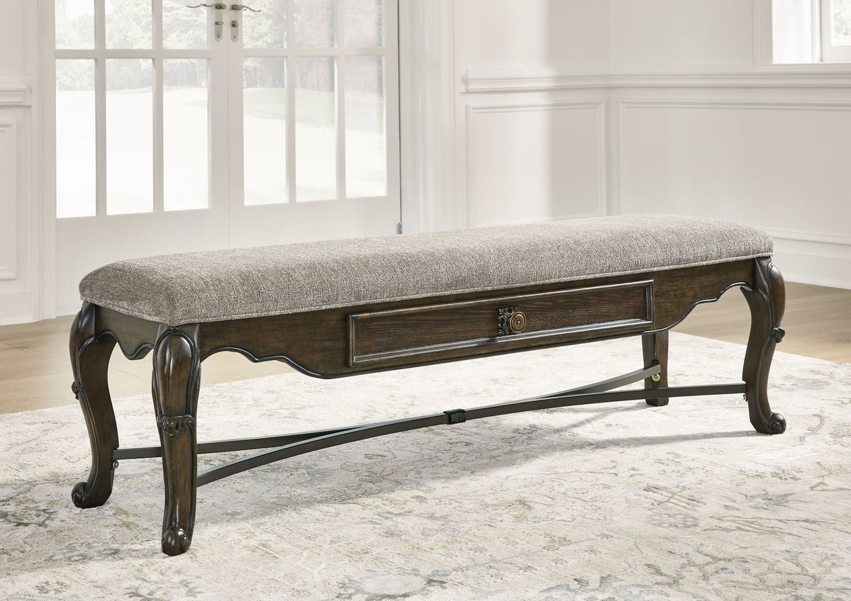Maylee - Upholstered Storage Bench - Dark Brown by Ashley – view 3