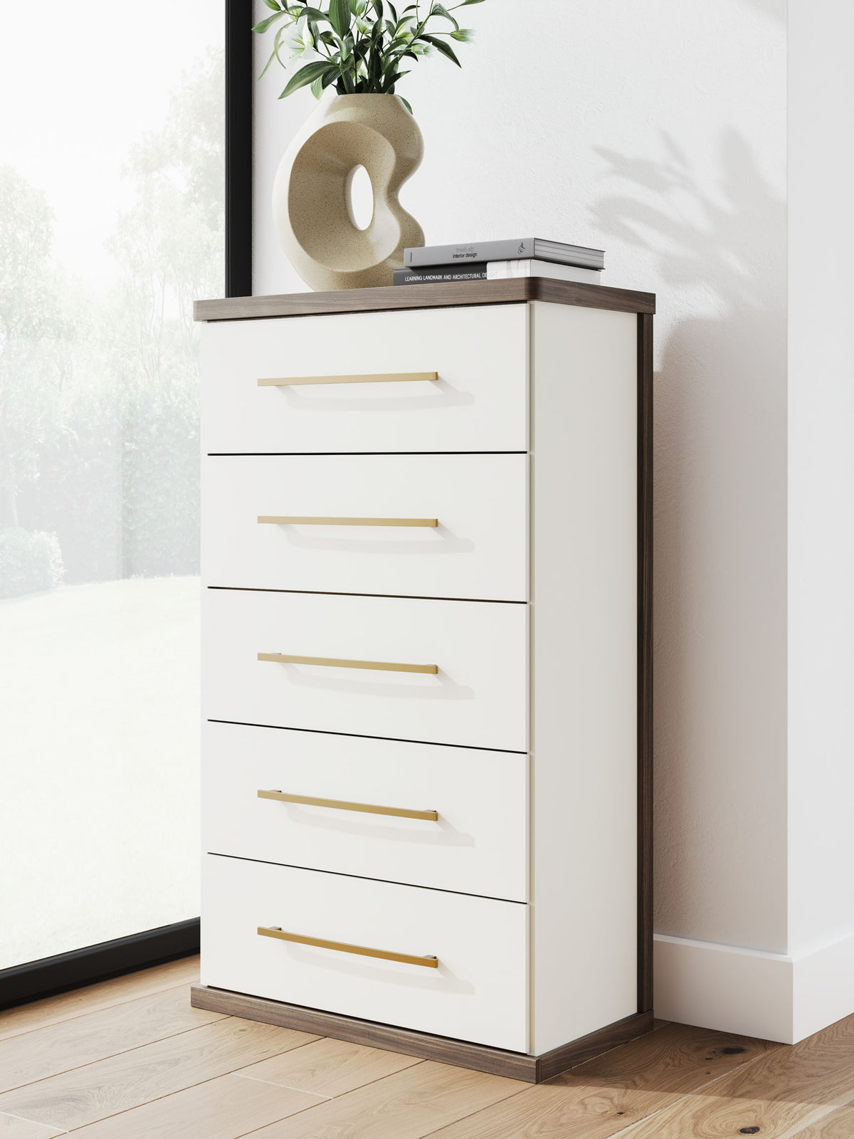 Kendanport - Five Drawer Chest - Brown / White by Ashley – view 3