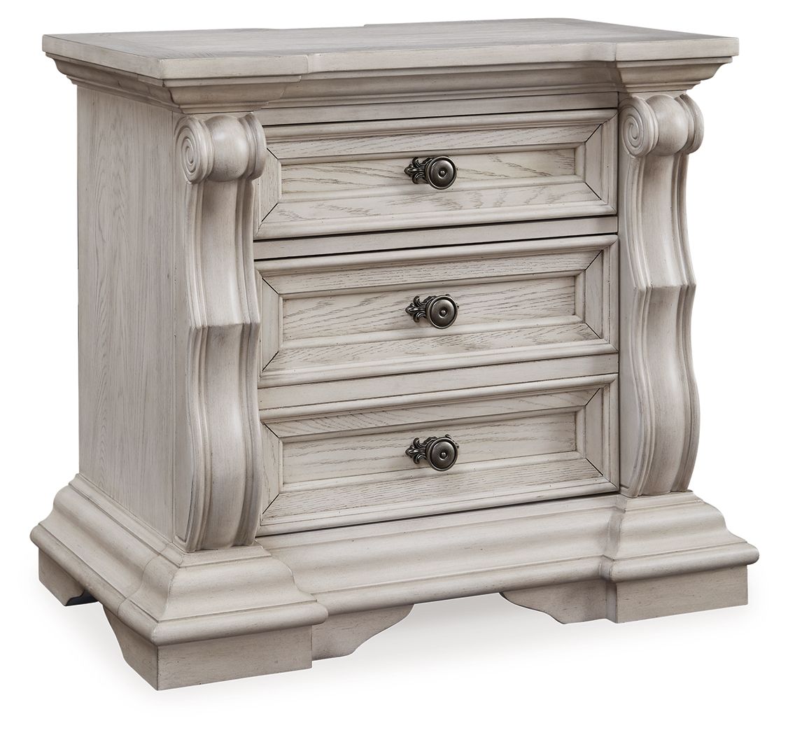 Bruchandi - Three Drawer Night Stand - Antique White by Ashley – Nightstands w/ Charging Stations