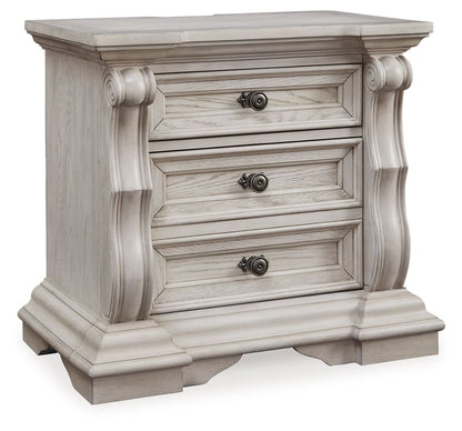 Bruchandi - Three Drawer Night Stand - Antique White by Ashley – Nightstands w/ Charging Stations
