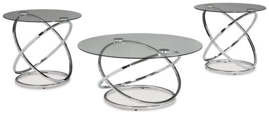 Hollynyx - Occasional Table Set (Set of 3) - Chrome Finish by Ashley – Table Sets
