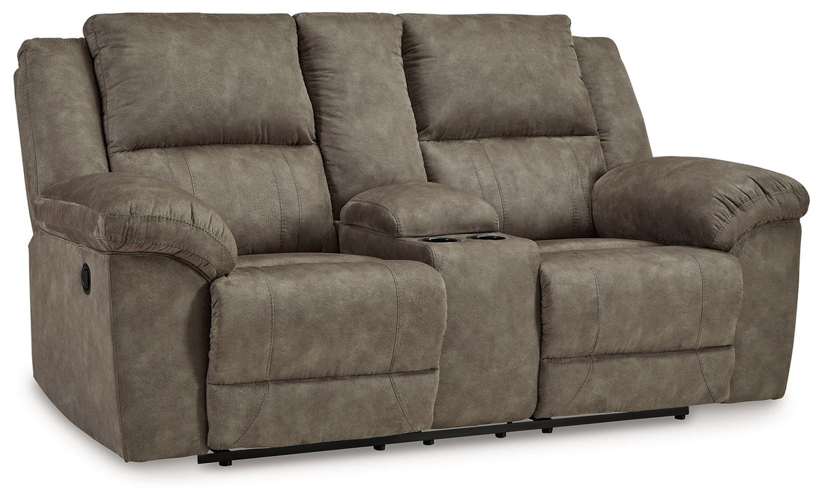 Laresview - Dbl Reclining Loveseat with Console - Fossil by Ashley – Reclining Loveseats