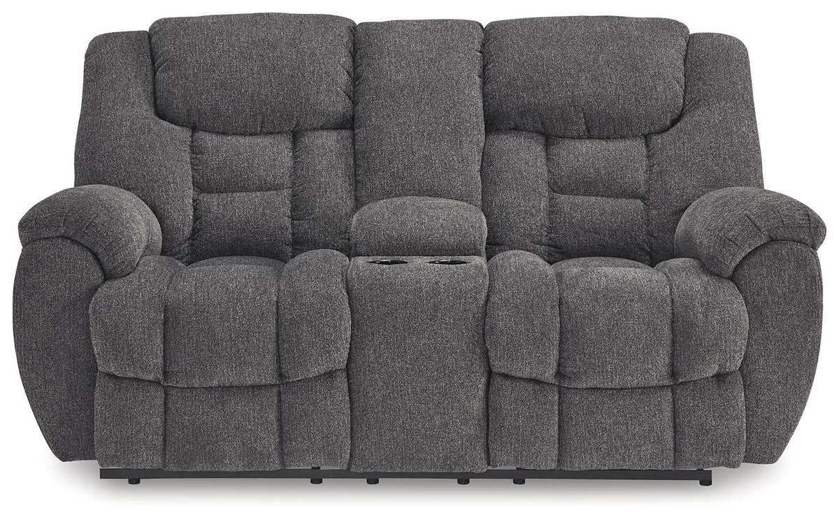Foreside - Dbl Reclining Loveseat with Console - Charcoal by Ashley – view 2