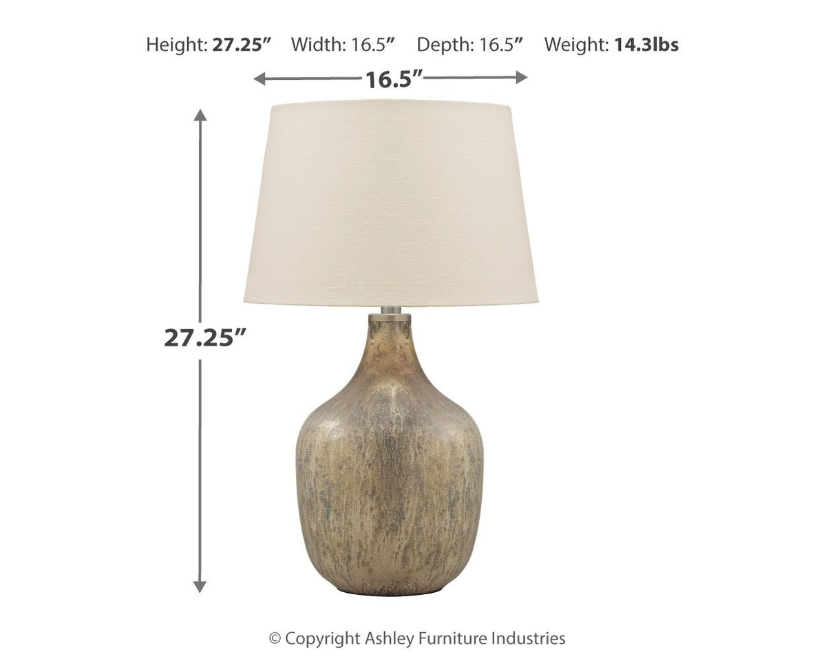Mari - Glass Table Lamp - Gray / Gold Finish by Ashley – view 3