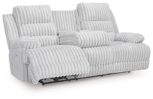 Rhines Falls - Reclining Power Sofa With Drop Down Table - Alloy by Ashley – Reclining Sofas