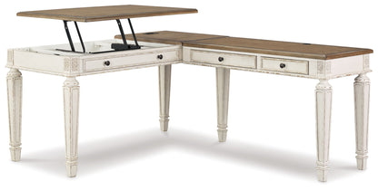 Realyn - L Shaped Desk With Lift Top - White / Brown by Ashley – Lift Top Desks