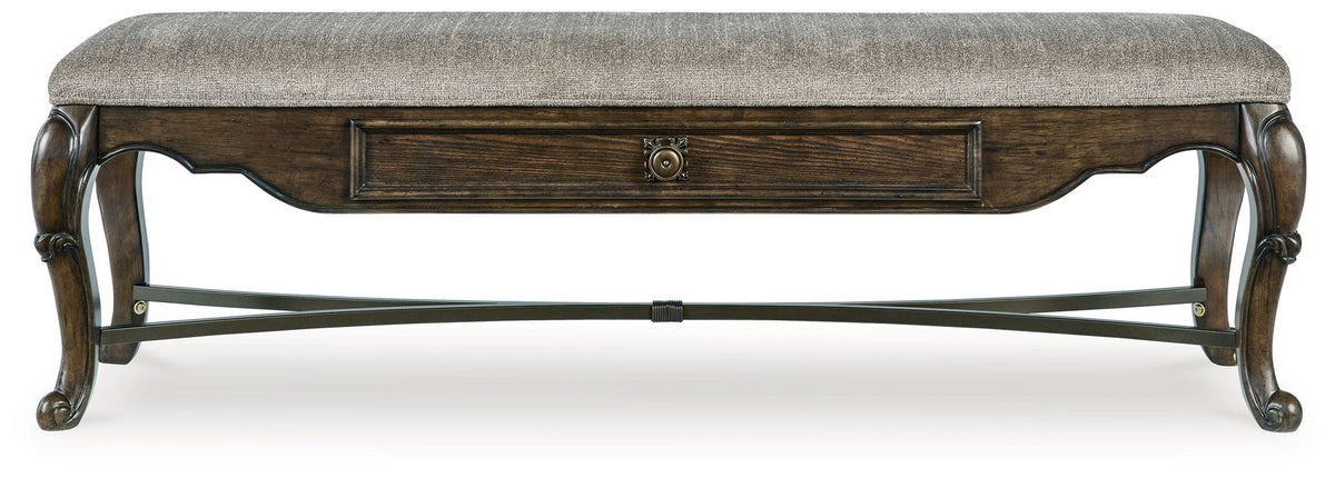 Maylee - Upholstered Storage Bench - Dark Brown by Ashley – view 4