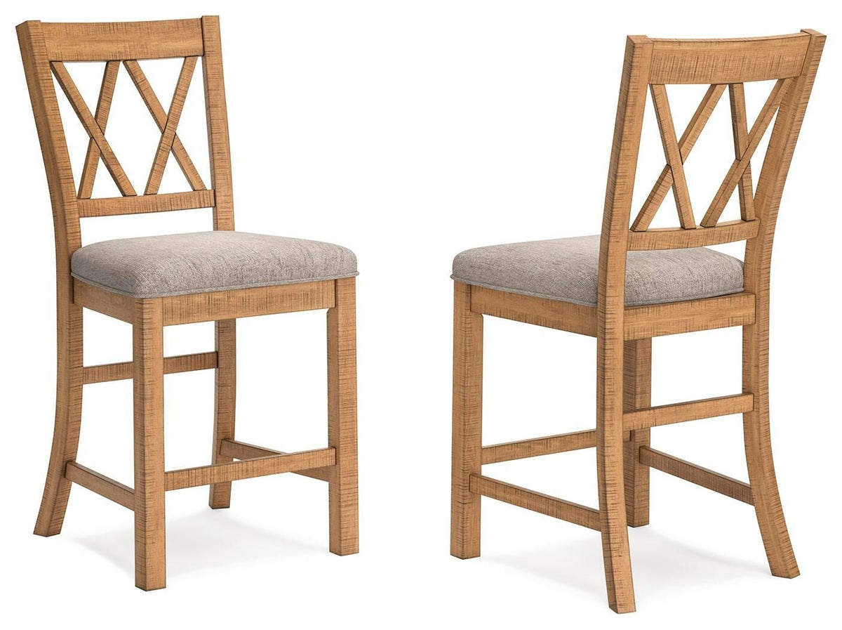 Havonplane - Upholstered Barstool (Set of 2) - Brown by Ashley – Stool Sets