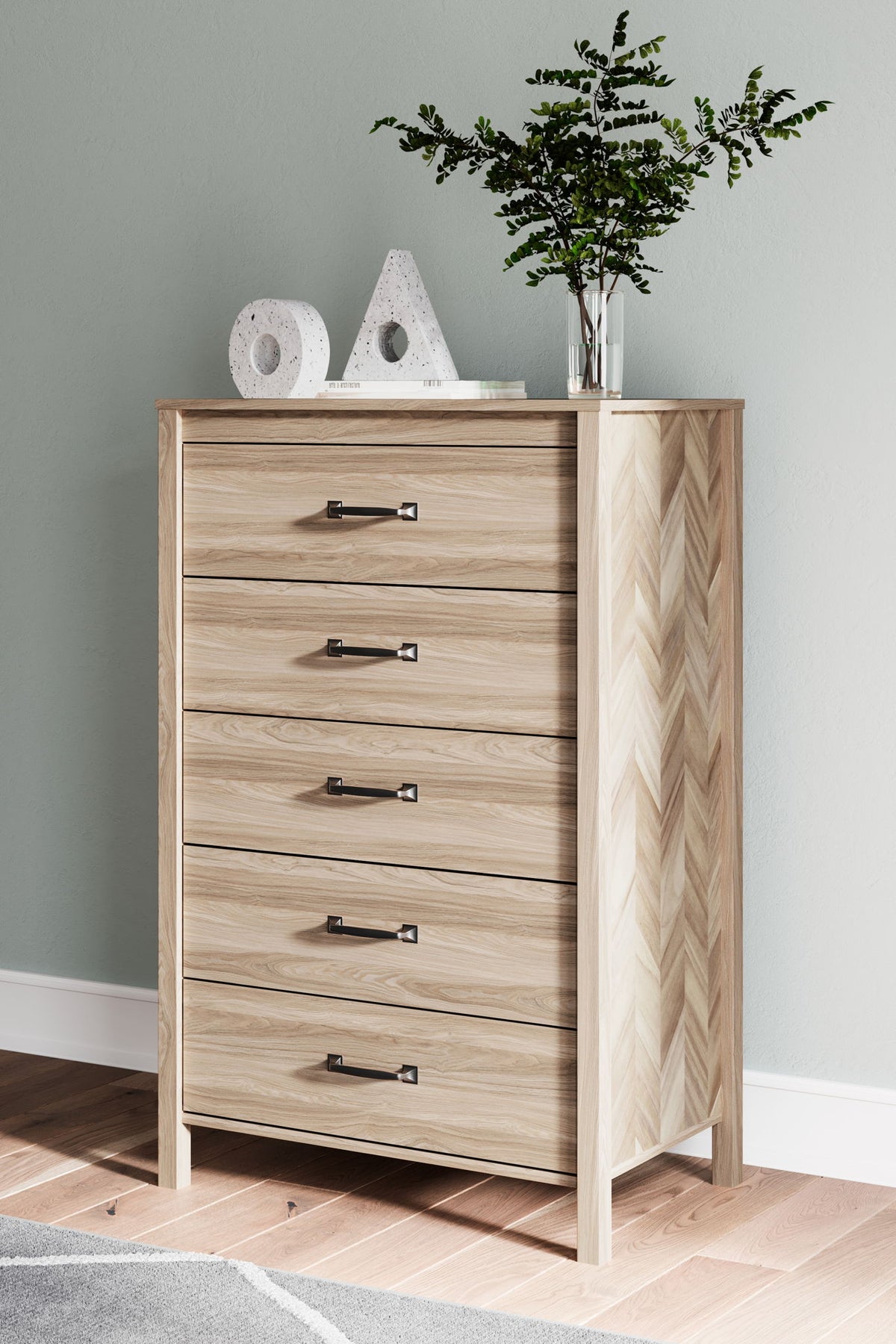 Battelle - Five Drawer Chest - Tan by Ashley – view 3