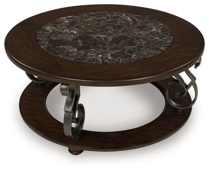 Frallyn - Round Cocktail Table - Dark Brown by Ashley – view 4